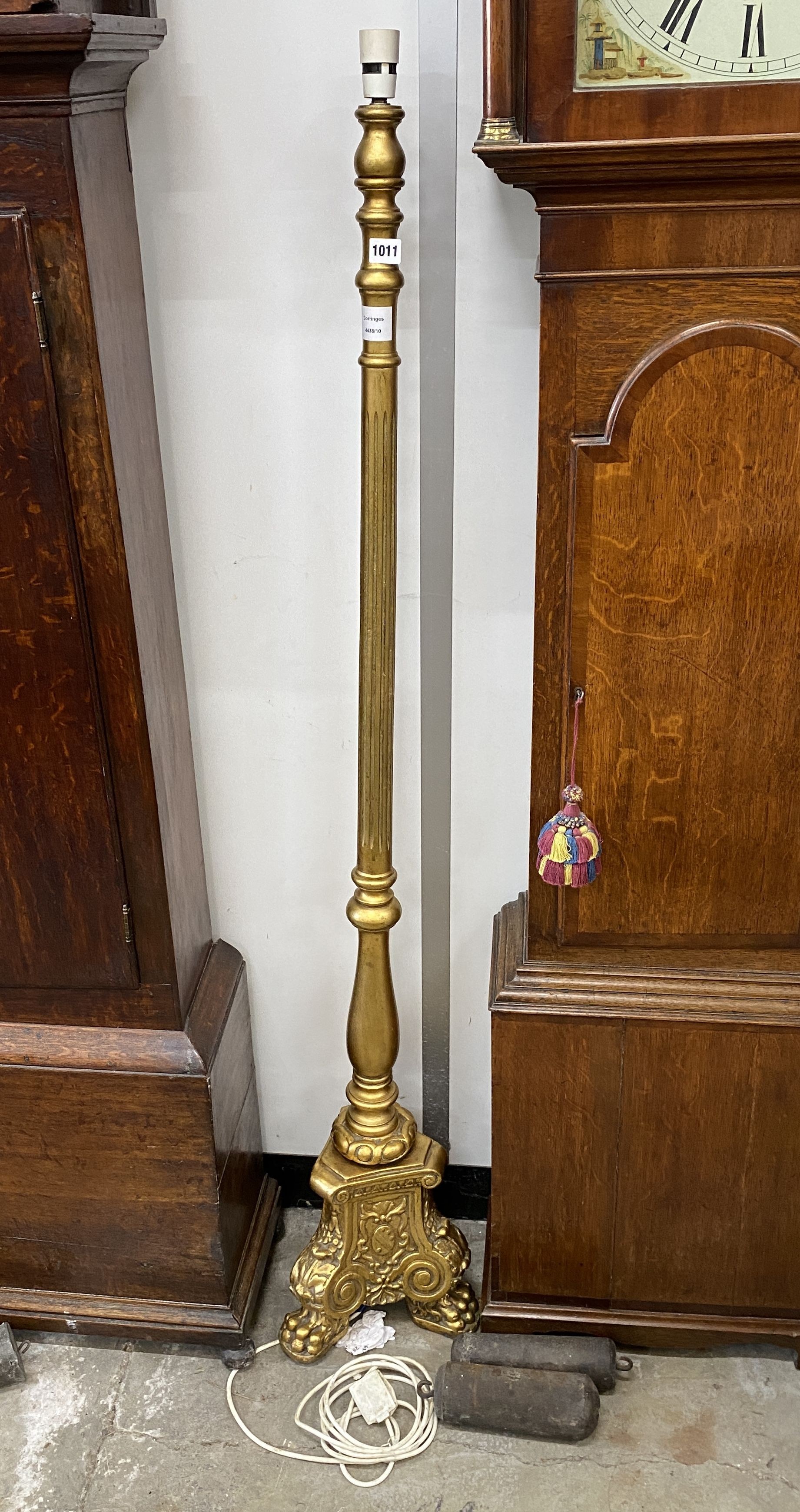 A gilt lamp standard, height 150cm